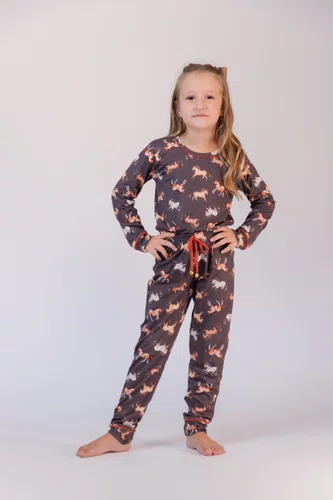 Pijama Feminino infantil estampa de cavalos 2 ao 10