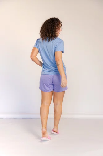 Pijama Feminino Manga Curta Azul Estampado Tamanho do P ao GG