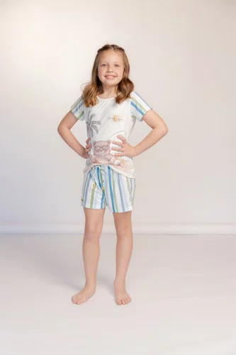 Pijama feminino Manga curta Sortido Tamanho 2 ao 10 Opção Familia