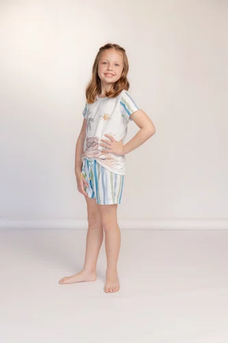 Pijama feminino Manga curta Sortido Tamanho 2 ao 10 Opção Familia