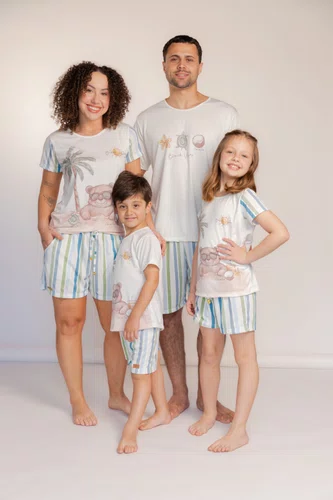 Pijama feminino Manga curta Sortido Tamanho 2 ao 10 Opção Familia