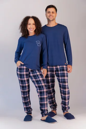 Pijama Feminino Suede Calça Xadrez P ao GG