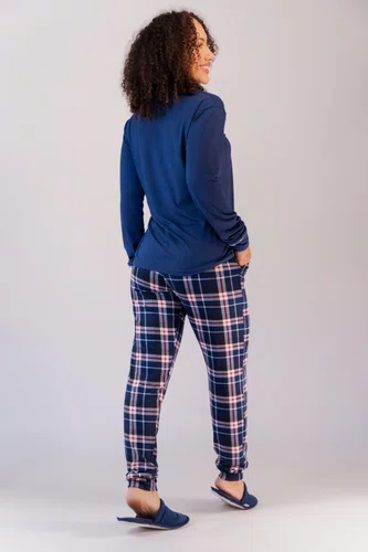 Pijama Feminino Suede Calça Xadrez P ao GG
