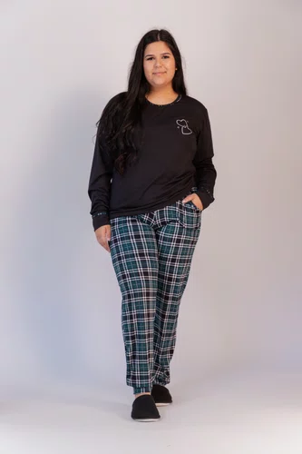 Pijama Feminino Suede Calça Xadrez P ao GG