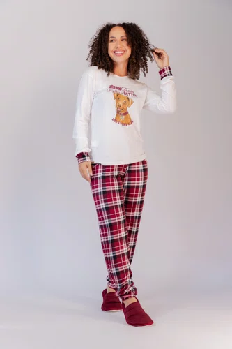Pijama Feminino Suede Estampa Caramelo