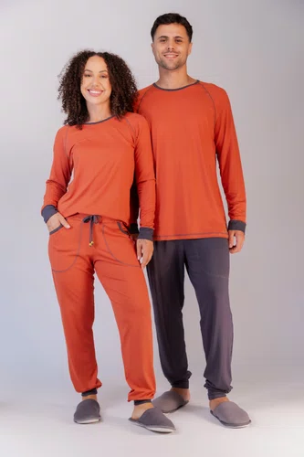 Pijama Feminino Visco Lycra Costura com Trama  P ao GG