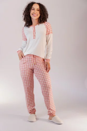 Pijama Feminino Visco Lycra facilita a amamentação do P ao GG