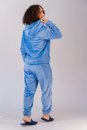 Pijama Fleece Feminino com Capuz e Bolso do P ao GG (Opção casal em algumas cores)