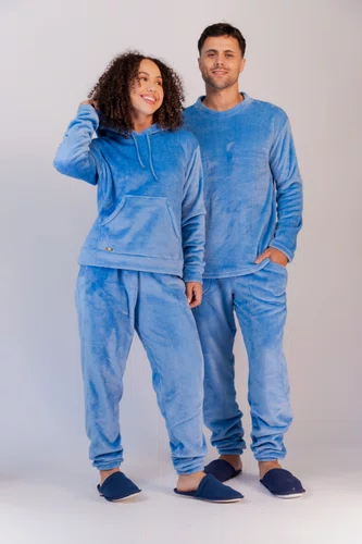 Pijama Fleece Masculino Liso Calça Bolso do P ao GG (Opção casal em algumas cores)