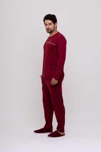 Pijama Liso Masculino Calça Bolso Suede
