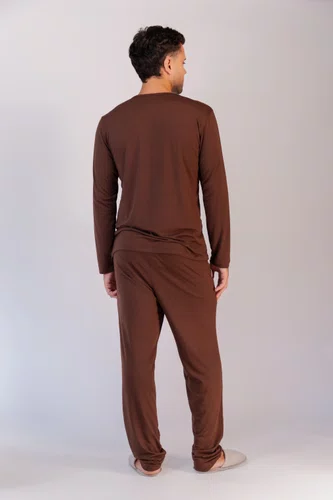 Pijama Liso Masculino Calça Bolso Suede