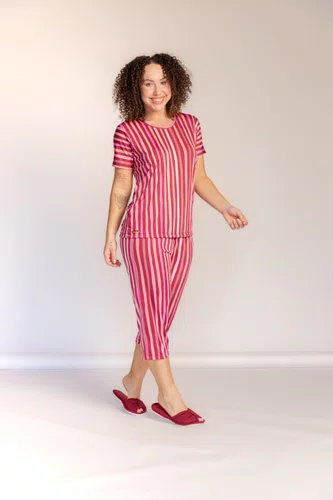 Pijama Manga Curta e Pescador de Liganete Estampado