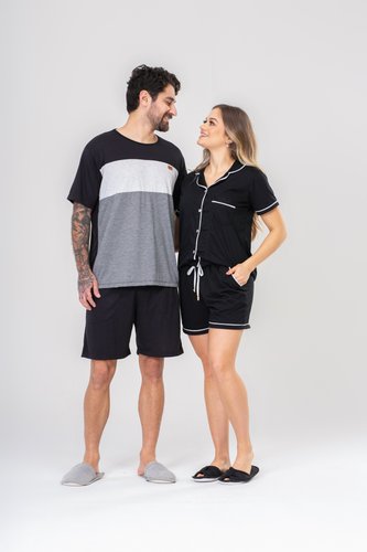 Pijama Masculino Bermuda com Bolso Poliviscose