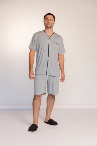 Pijama Masculino Comfort Cinza Curto Tamanhos do P ao GG