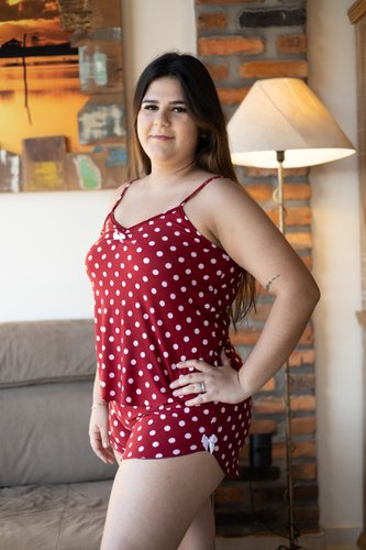 Short Doll Alça Básica Fru-Fru Estampa Liganete Plus Size