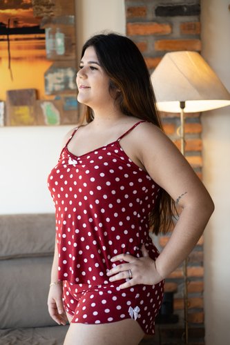 Short Doll Alça Básica Fru-Fru Estampa Liganete Plus Size