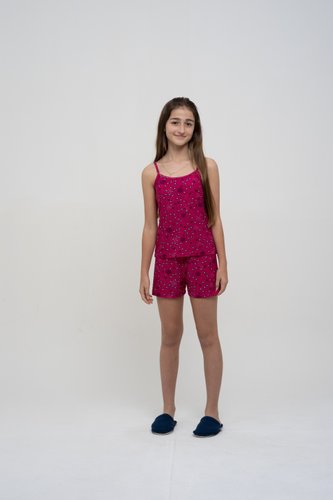 Pijama Short Doll Alça Básica Liganete Juvenil