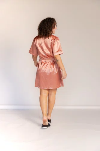 Robe De Cetim Coral Tamnho Do P ao GG