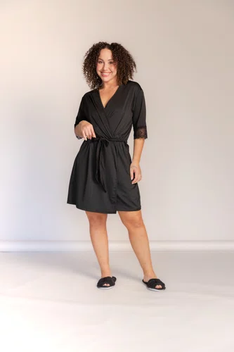 Robe Feminino Liso com renda nas mangas do P ao GG