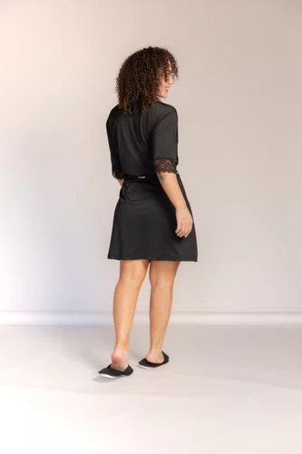 Robe Feminino Liso com renda nas mangas do P ao GG