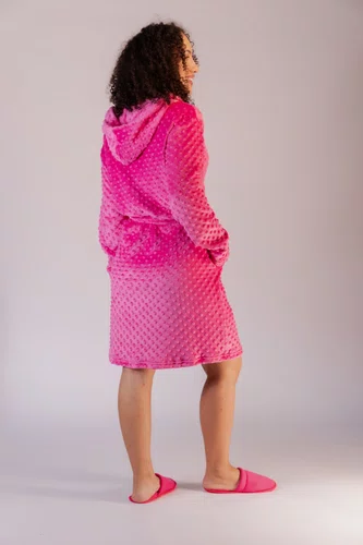 Robe Roupão Fleece  feminino alto relevo Poá Com Capuz do P ao GG
