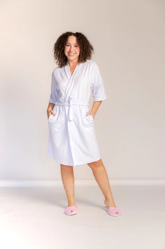 Roupao Felpa Manga Curta Feminino