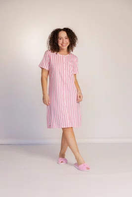 Camisola Aberta Manga Curta Estampada  Algodão