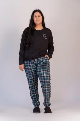 Pijama Feminino Suede Calça Xadrez G1 ao G3