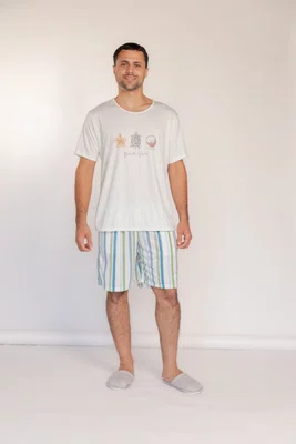 Pijama Masculino Manga Curta Tamanho P ao GG Opção família