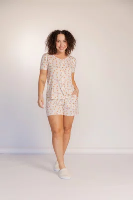 Pijama Feminino Visco Lycra  Blusa Aberta Bermuda com bolso