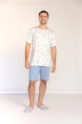 Pijama masculino manga curta  Família Dog Visco