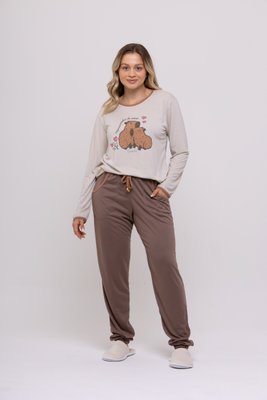 Pijama com estampa de Capivara Poliviscose tamanho do P ao GG