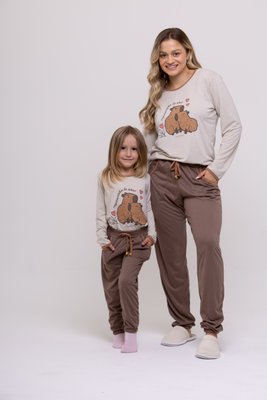 Pijama infantil feminino com estampa de capivara poliviscose