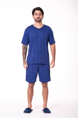 Pijama blusa manga curta e bermuda com detalhe na lateral Bio Light Masculino