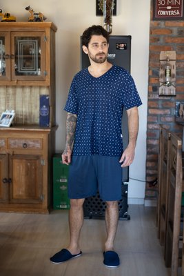 Pijama Blusa Manga Curta Masculino de Liganete XGG