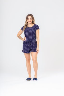 Pijama Blusa Manga Short Babado Fru Fru Liganete XGG