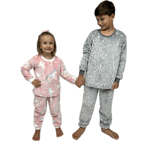Pijama Estampa Brilha Escuro Feminino Infantil Fleece