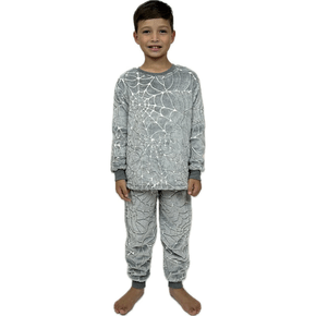 Pijama Estampa Brilha Escuro Masculino Infantil Fleece