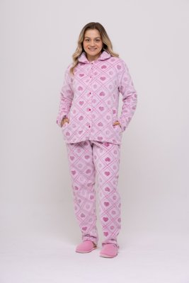 Pijama Estampado Blusa Aberta com Bolso Feminino Fleece