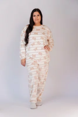 Pijama Estampado com Punho Feminino Fleece G1 ao G5