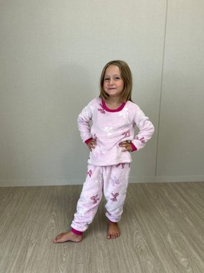 Pijama Estampado com Punho Feminino Infantil Fleece