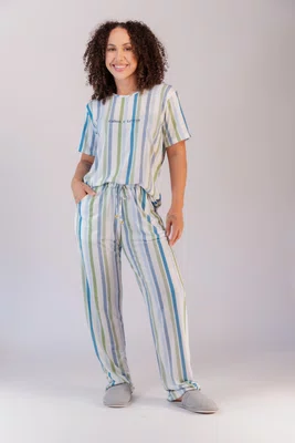 Pijama Feminino manga curta e calça PV do P ao GG