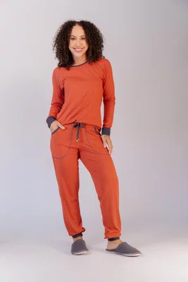 Pijama Feminino Visco Lycra Costura com Trama  P ao GG