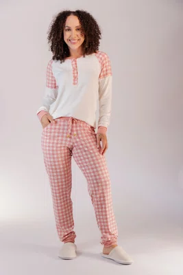 Pijama Feminino Visco Lycra facilita a amamentação do P ao GG