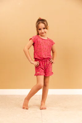 Pijama Infantil Short Babado Fru-Fru Liganete 2/4/6/8/10.