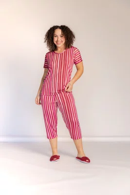 Pijama Manga Curta e Pescador de Liganete Estampado