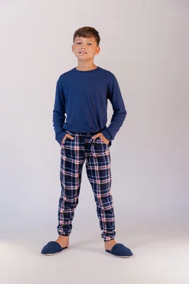 Pijama Masculino Infantil calça xadrez Tamanho 2 ao 10