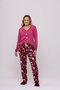 Pijama Semi Aberto Calça Estampada Suede