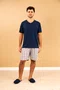 Pijama Bermuda Estampada Masculino Poliviscose P ao GG